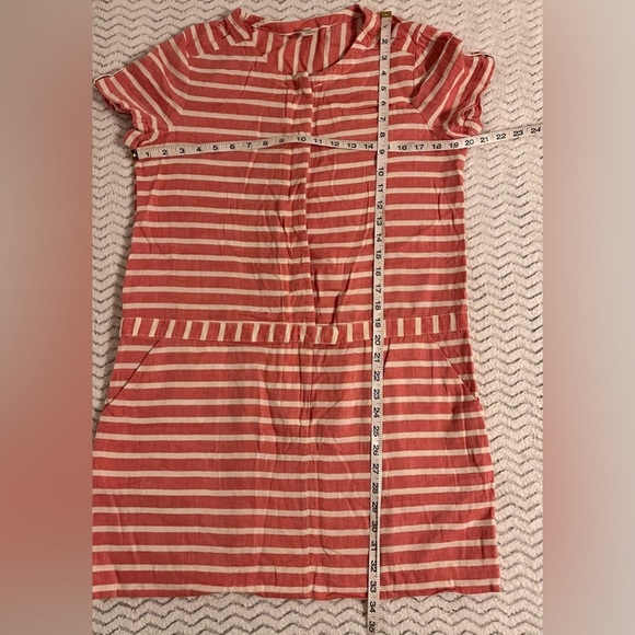 J Crew Boathouse Pink/white Stripe Short Cap Sleeve W/pockets Mini Dress Sz 10 - Picture 7 of 7
